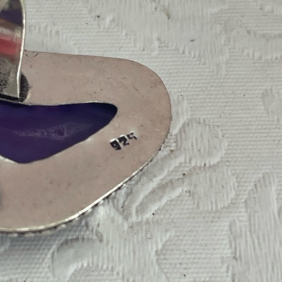 Sterling Silver .925 Purple Agate Geode Druzy Slice Statement Ring 13.1g Size 8 - Picture 7 of 10